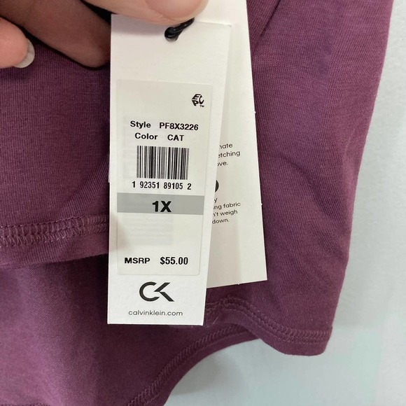 𝅺calvin Klein Performance Cabernet Logo Stretch 3/4 Sleeve Dolman Top Plus 1X - Picture 7 of 12